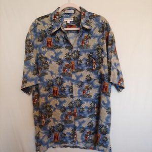 Pierre Cardin mens Hawaiian tropical short sleeve button shirt. Large